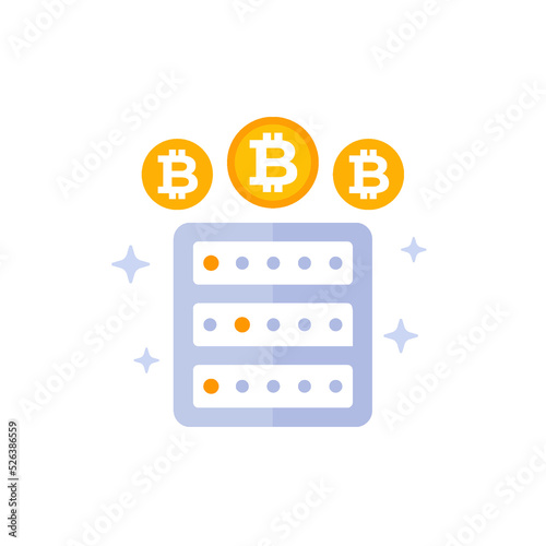 bitcoin miner vector icon, flat design