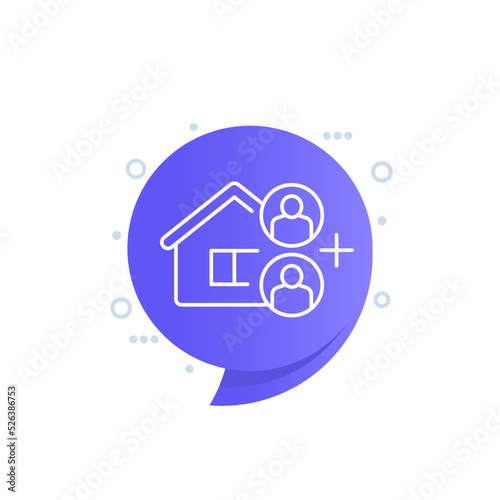 tenants and house icon, linear vector