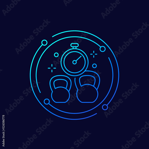training, workout time icon, linear design