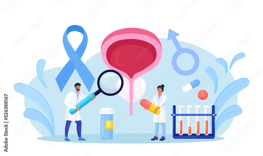 Prostate cancer. Urologist examines male genitourinary system. Diagnosis of prostatitis or sexual dysfunction. Andrologist engaged in prevention and treatment of prostate gland diseases. Vector design Prostate cancer. Urologist examines male genitourinary system. Diagnosis of prostatitis or sexual dysfunction. Andrologist engaged in prevention and treatment of prostate gland diseases. Vector design