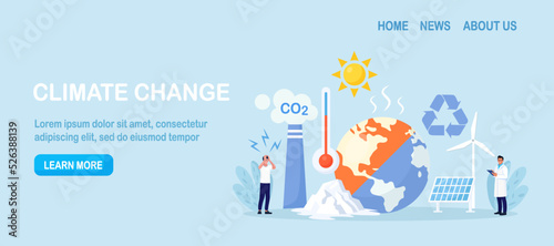 Change climate. Environment pollution. Planet Earth are suffering from global warming. World Environment Day. Melting glaciers, drainage of soils. Alternative energy and eco lifestyle. Recycle symbol