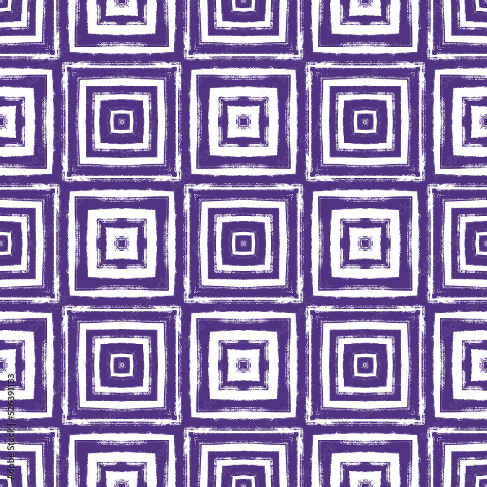 Tiled watercolor pattern. Purple symmetrical