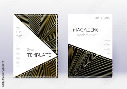 Triangle cover design template set. Gold abstract