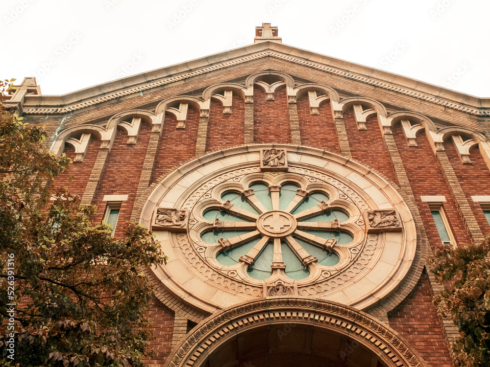 Obraz premium Red Brick Church In The Amherst College Area