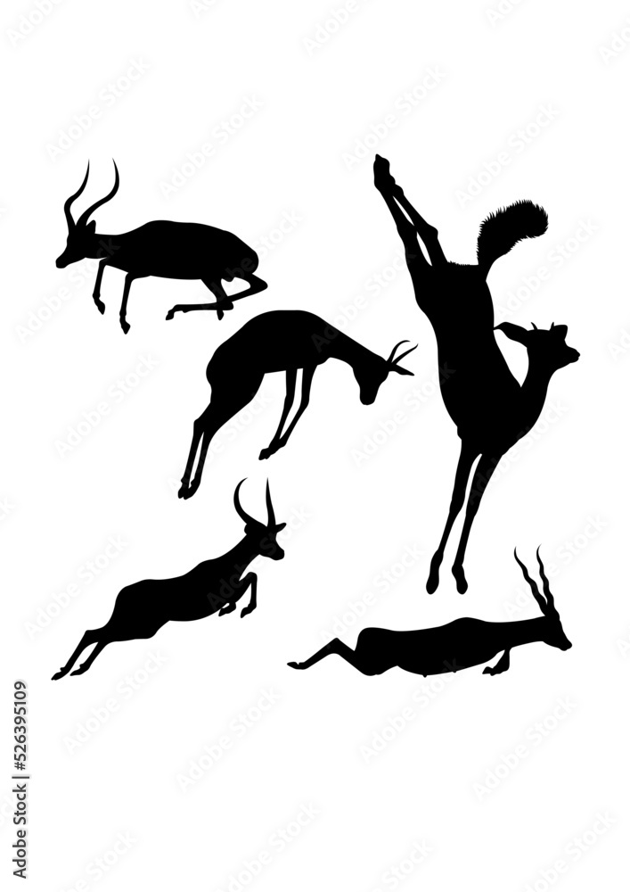 Impala animal silhouettes. Good use for symbol, logo, icon, mascot, sign, or any design you want. Impala animal silhouettes. Good use for symbol, logo, icon, mascot, sign, or any design you want.