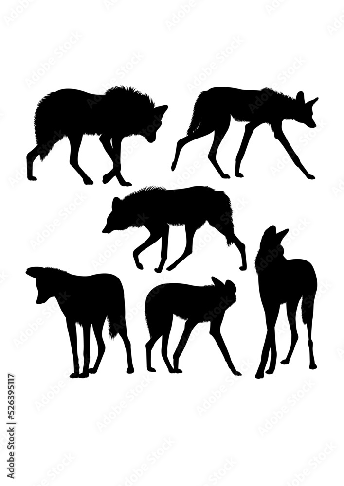 Maned wolf animal silhouettes. Good use for symbol, logo, icon, mascot, sign, or any design you want.