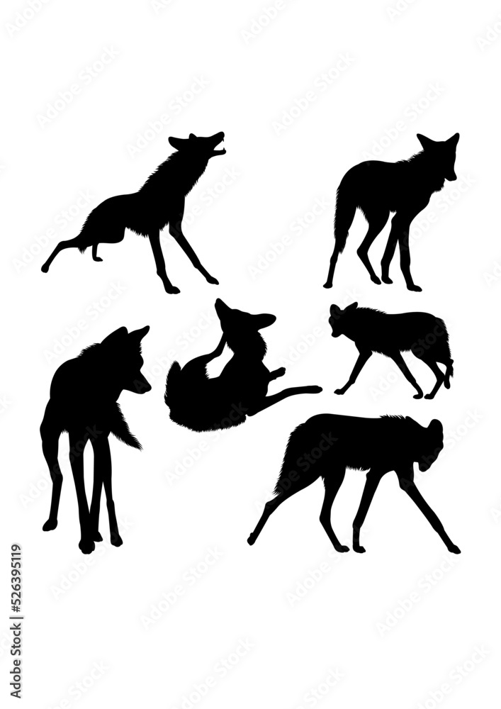 Maned wolf mammal silhouettes. Good use for symbol, logo, icon, mascot, sign, or any design you want.