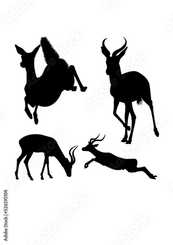Impala mammal silhouettes. Good use for symbol  logo  icon  mascot  sign  or any design you want.