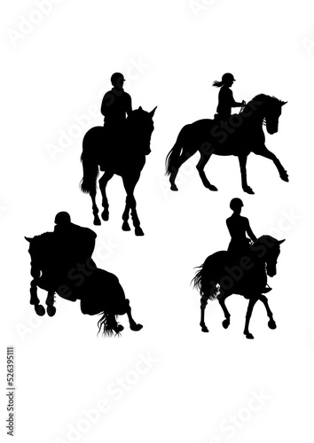 Equestrian gesture silhouettes. Good use for symbol, logo, icon, mascot, sign, or any design you want.