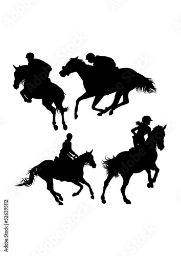 Jockey silhouettes. Good use for symbol, logo, icon, mascot, sign, or any design you want.