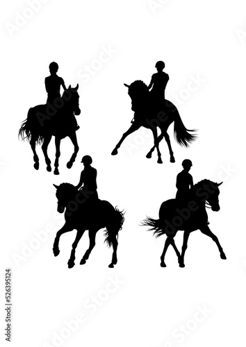 Equestrian pose silhouettes. Good use for symbol, logo, icon, mascot, sign, or any design you want.