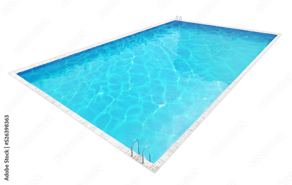 Modern swimming pool with ladder isolated on white