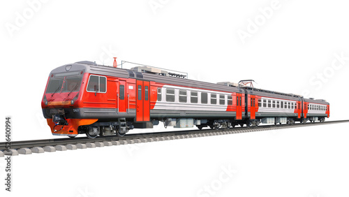 Train isolated on the white background. 3d rendering. 