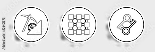 Set line Cryptocurrency key, cloud mining and Blockchain technology icon. Vector