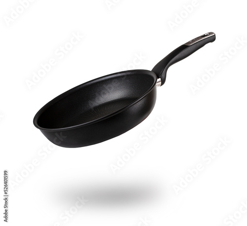 empty frying pan isolated on white background