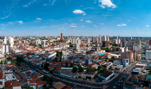 aerial view above uberaba city with focus on downtown
