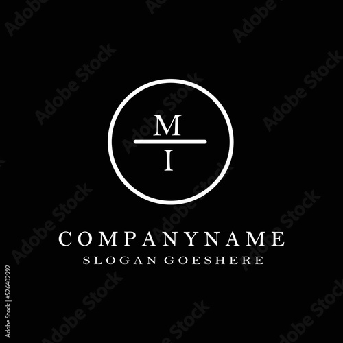 initials letter MI handwriting logo vector template
