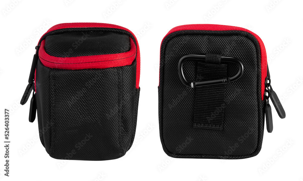 Fototapeta premium Small black zipper bag isolated on white background