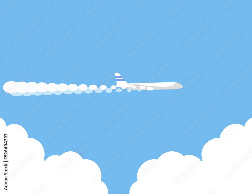 Flugzeug fliegt in den Wolken und zeiht Kondensstreifen hinter sich her. Flugzeug fliegt in den Wolken und zeiht Kondensstreifen hinter sich her.