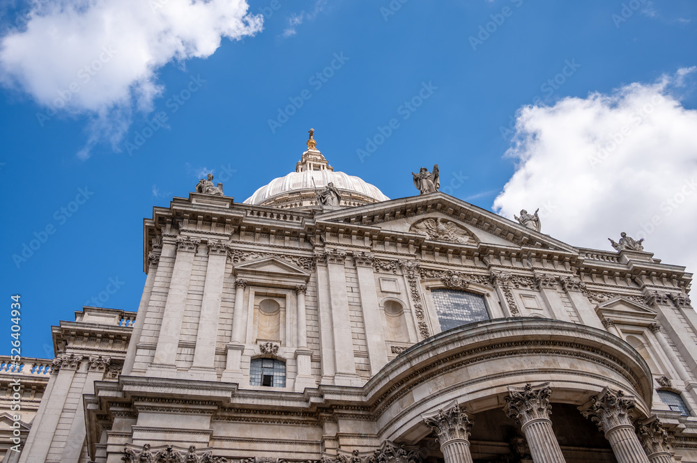 Exterior of beauitful Saint Paul's Cathedral in London.