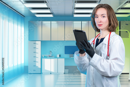 Woman hospital worker. Girl...