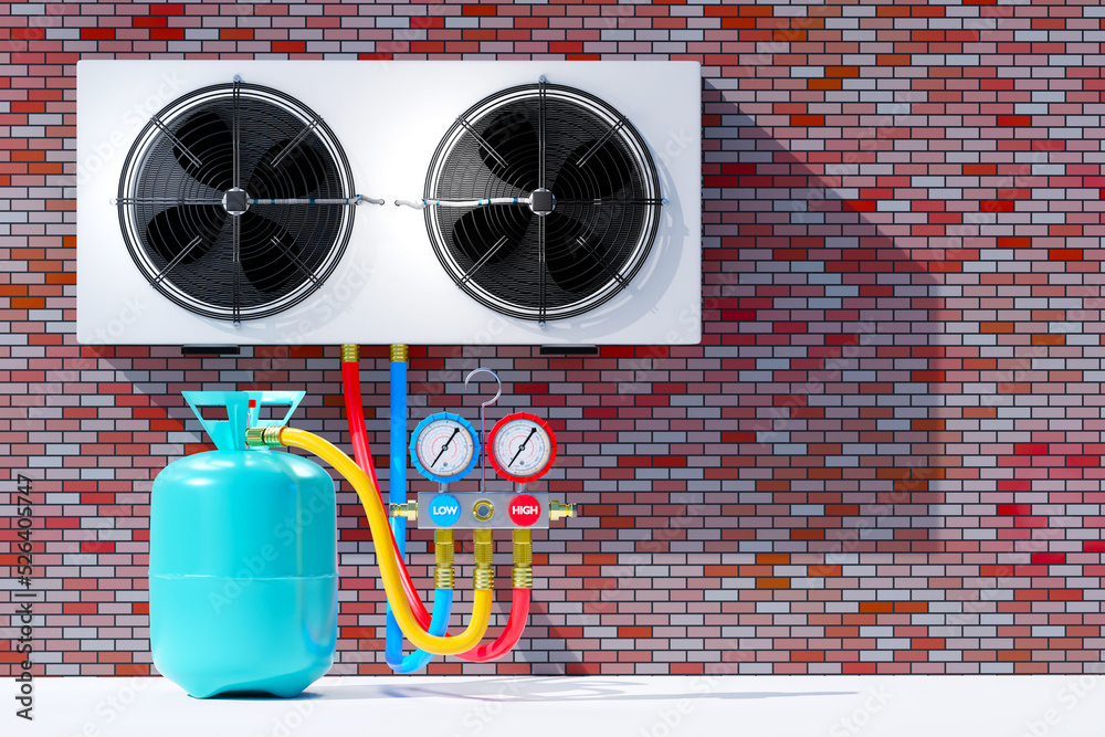 Air conditioner. Coolant in ballons. Refueling air conditioning system