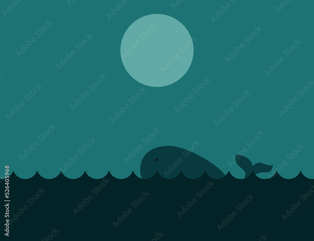 Ein Wal bei Mondschein.