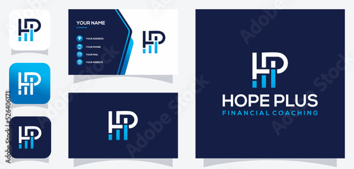 vector graphic of initial HP invest finance logo design with business card