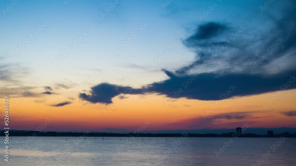 View of the reflection in the Black Sea against the background of the sky and sunset View of the reflection in the Black Sea against the background of the sky and sunset