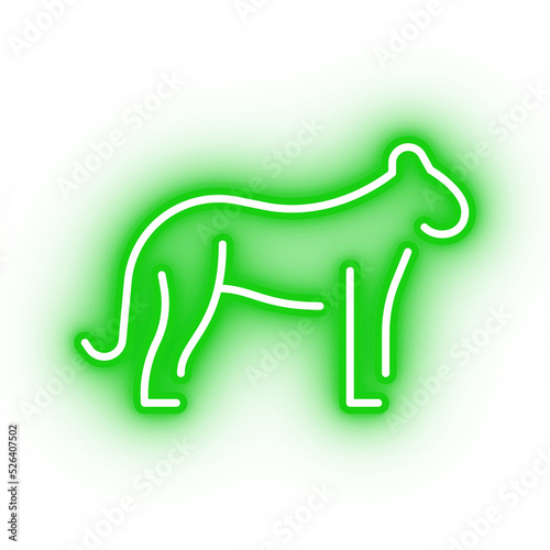 Neon green lioness icon  transparent background  neon safari animal icon