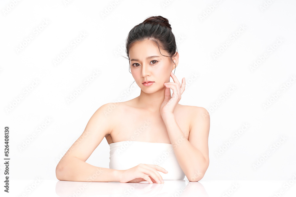 Beautiful young asian woman with clean fresh skin on white background, Face care, Facial treatment, Cosmetology, beauty and spa, Asian women portrait. Beautiful young asian woman with clean fresh skin on white background, Face care, Facial treatment, Cosmetology, beauty and spa, Asian women portrait.