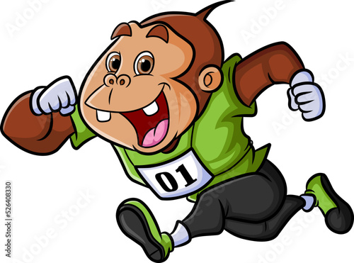 The chimpanzee is running for the marathon champion