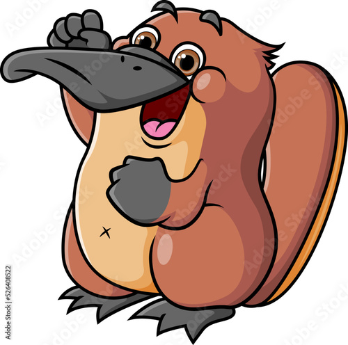 The winner platypus is celebrate with the happy expression