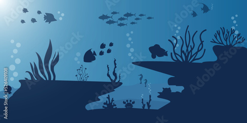 underwater world map and birds