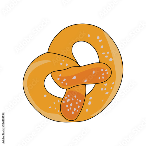 vector illustration in cartoon style. brezel with salt.