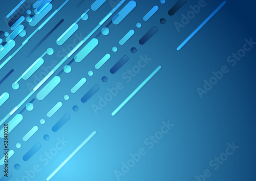 Bright blue geometric tech abstract background. Futuristic vector design