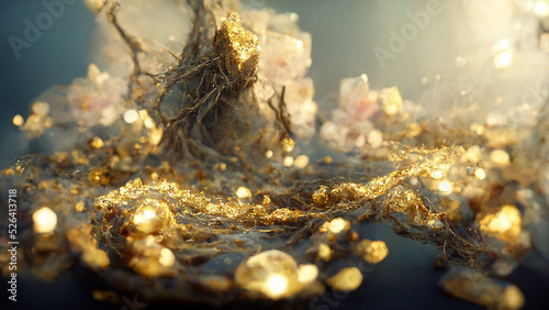 The fantasy scene with the golden element