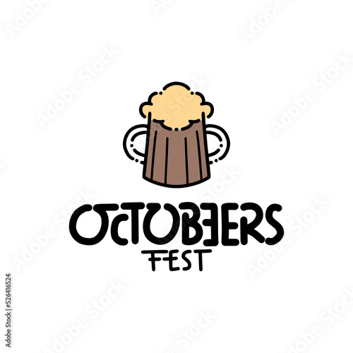 Vector illustration of Octoberfest with beer icon. Munich beer festival celebration 