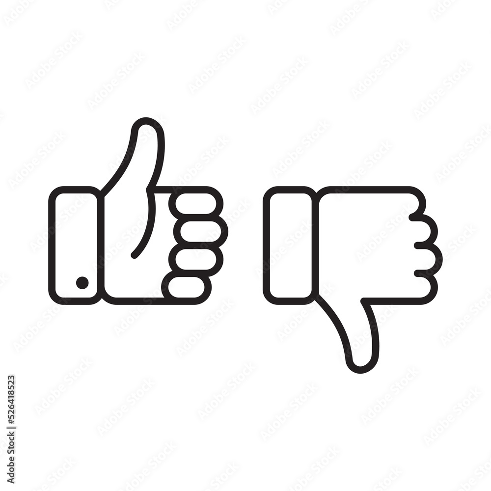 Like and dislike hand icon, Thumbs up thumbs down symbol, Simple design, Vector illustration Like and dislike hand icon, Thumbs up thumbs down symbol, Simple design, Vector illustration