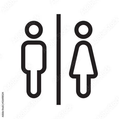 Man and woman icon, Toilet and bathroom sign, Simple line design, Vector illustration