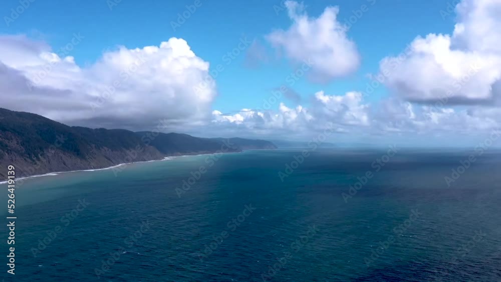 Flying over the coastline in Shelter Cove California Flying over the coastline in Shelter Cove California