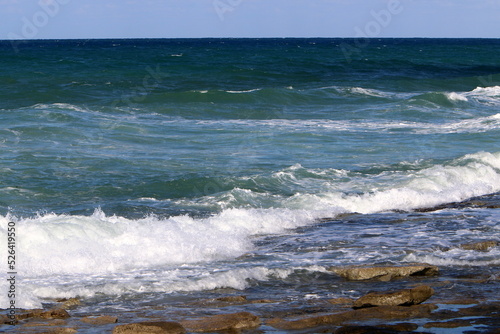 Coast of the Mediterranean Sea in northern Israel.