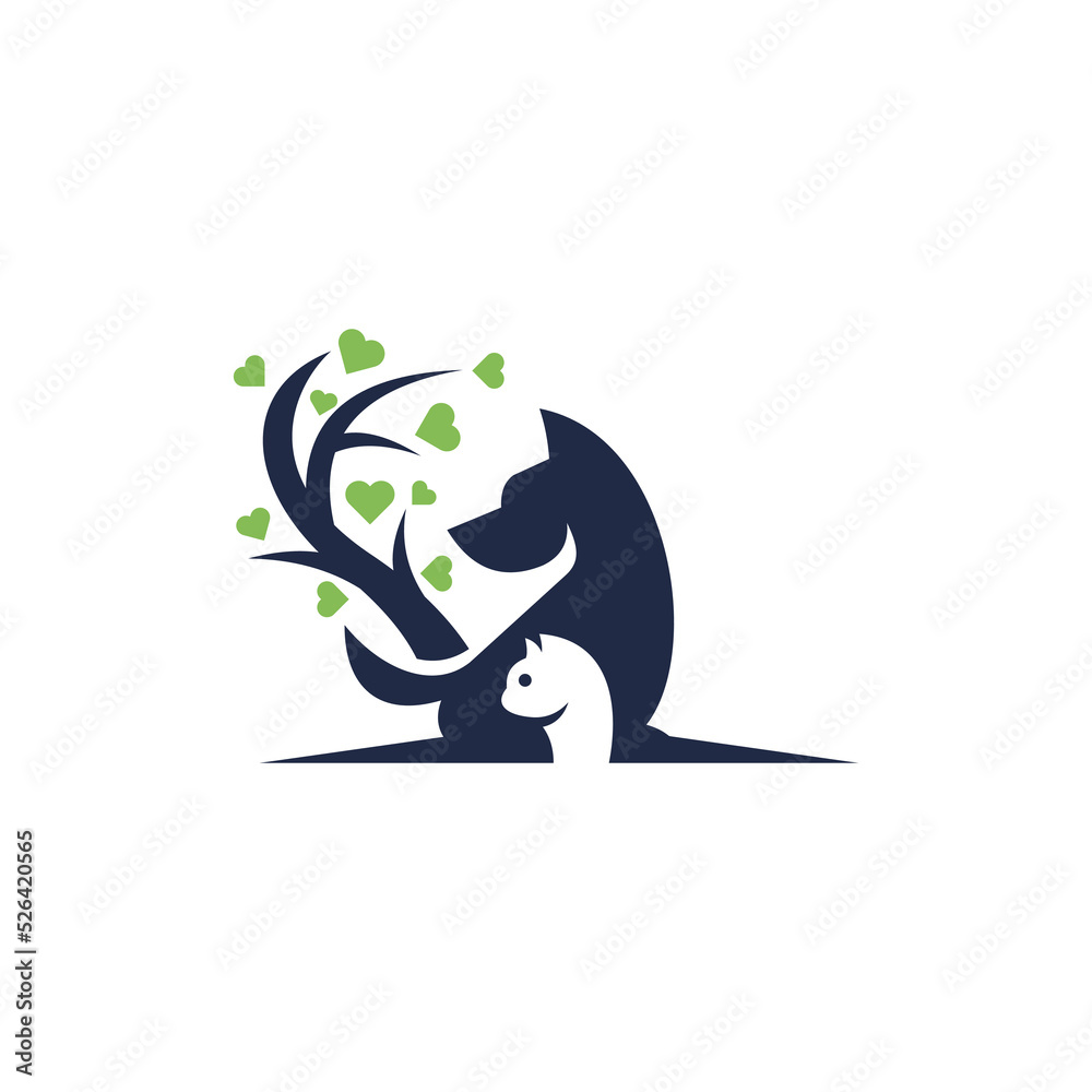 dog and cat tree logo design, animal and pet logo with tree logo