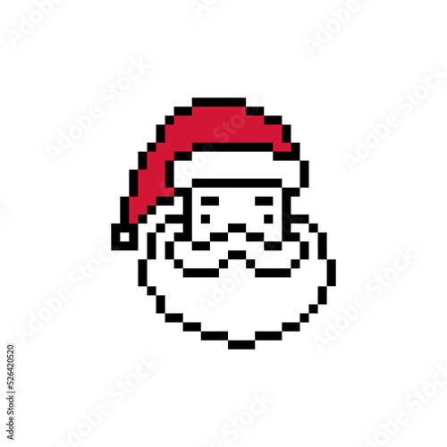 Pixel santa claus game vector icon. 8 bits Christmas and new year symbol.