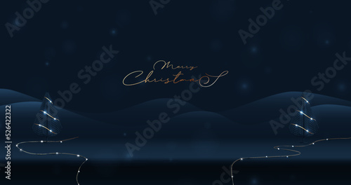 Merry Christmas. Winter Christmas with product display background. Vector illustration