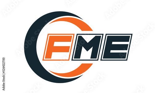 FME three-letter circle logo design. custom font logo vector template | abstract logo | word mark logo | letter mark logo | business logo | minimalist logo | font logo | photo