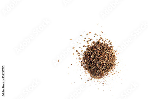 Pile of coriander seeds isolated on white background