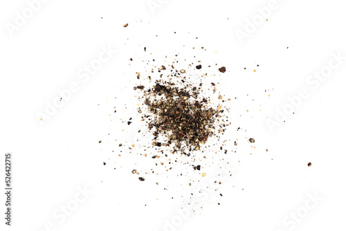 Ground black pepper isolated on a white background .Top view