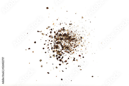 Ground black pepper isolated on a white background .Top view