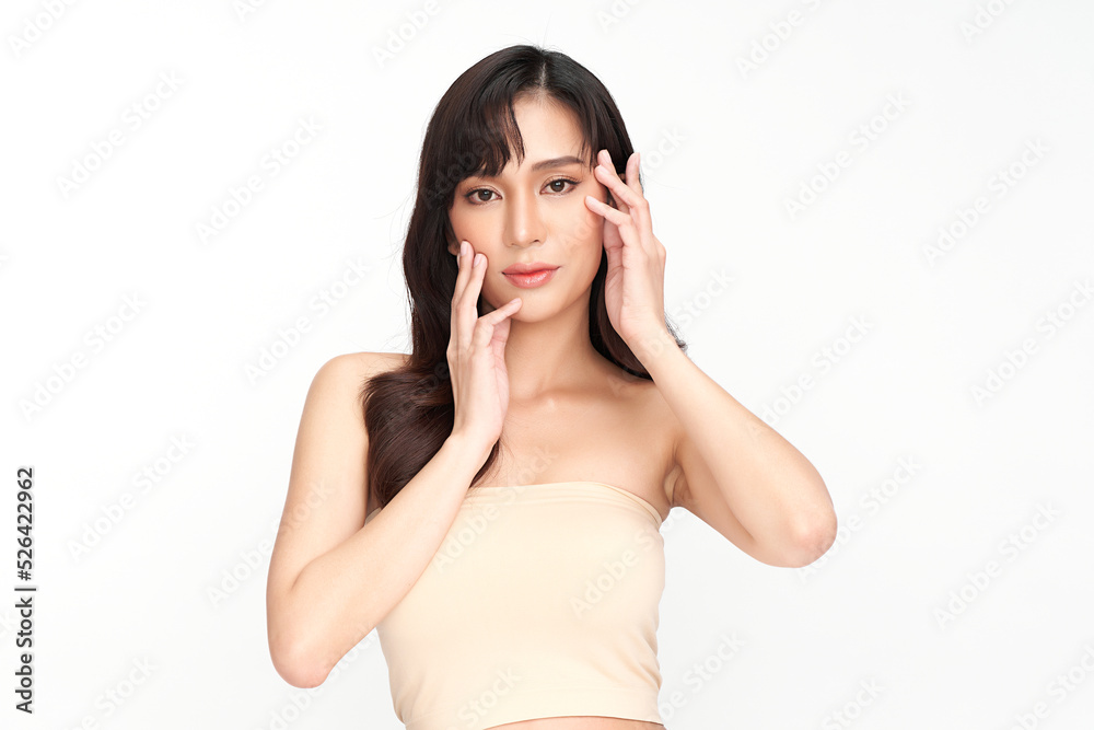 Beautiful young asian woman with clean fresh skin on white background, Face care, Facial treatment, Cosmetology, beauty and spa, Asian women portrait. Beautiful young asian woman with clean fresh skin on white background, Face care, Facial treatment, Cosmetology, beauty and spa, Asian women portrait.